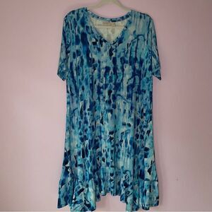 LOGO by Lori Goldstein QVC PL Regular Rayon 230 Elbow Sleeve Dress in Blue Glass